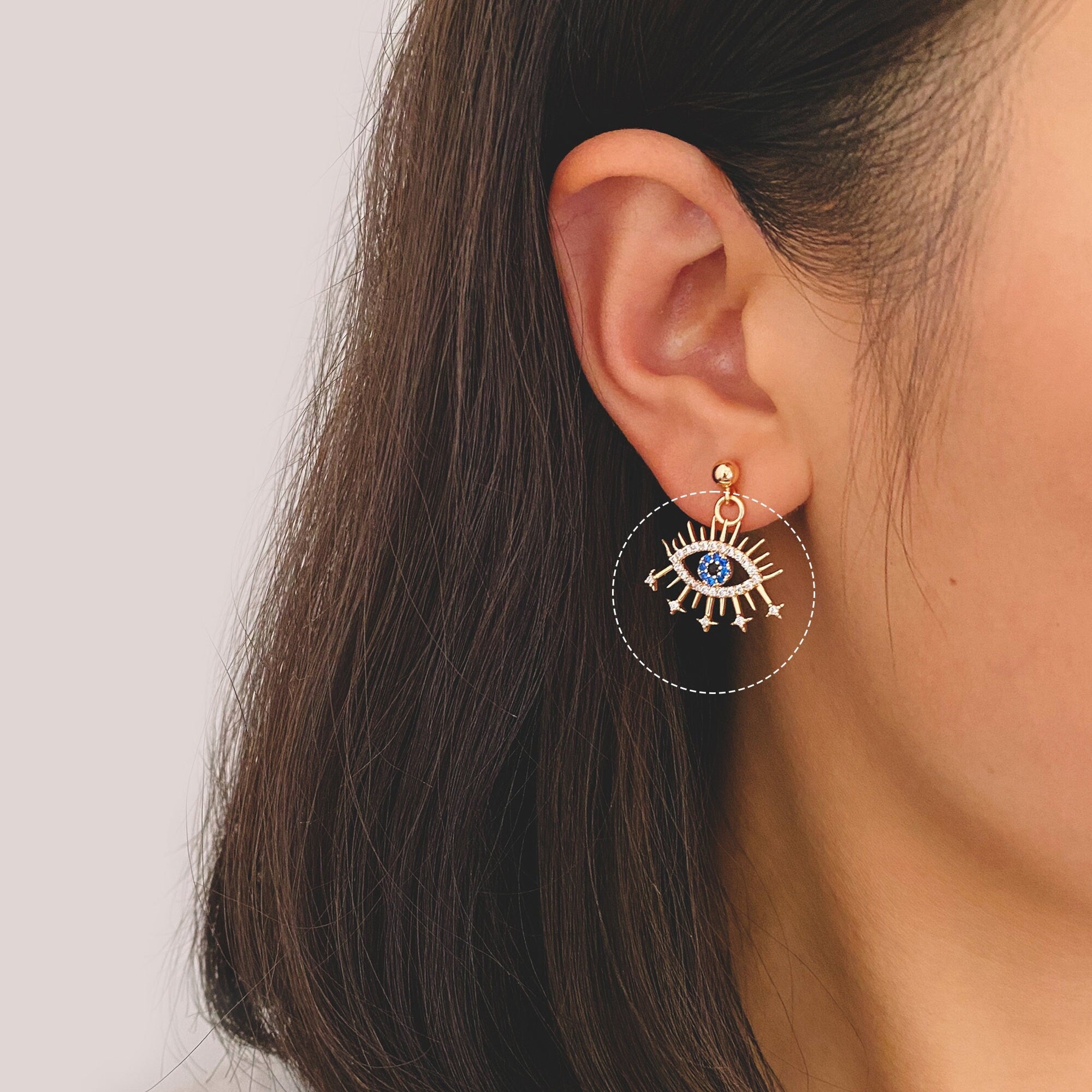 4pcs Micro Pave CZ Evil Eye Charm 21x20mm, Eye Charms, Cubic Zirconium Pave Evil Eye Pendants (GB-4085-K)