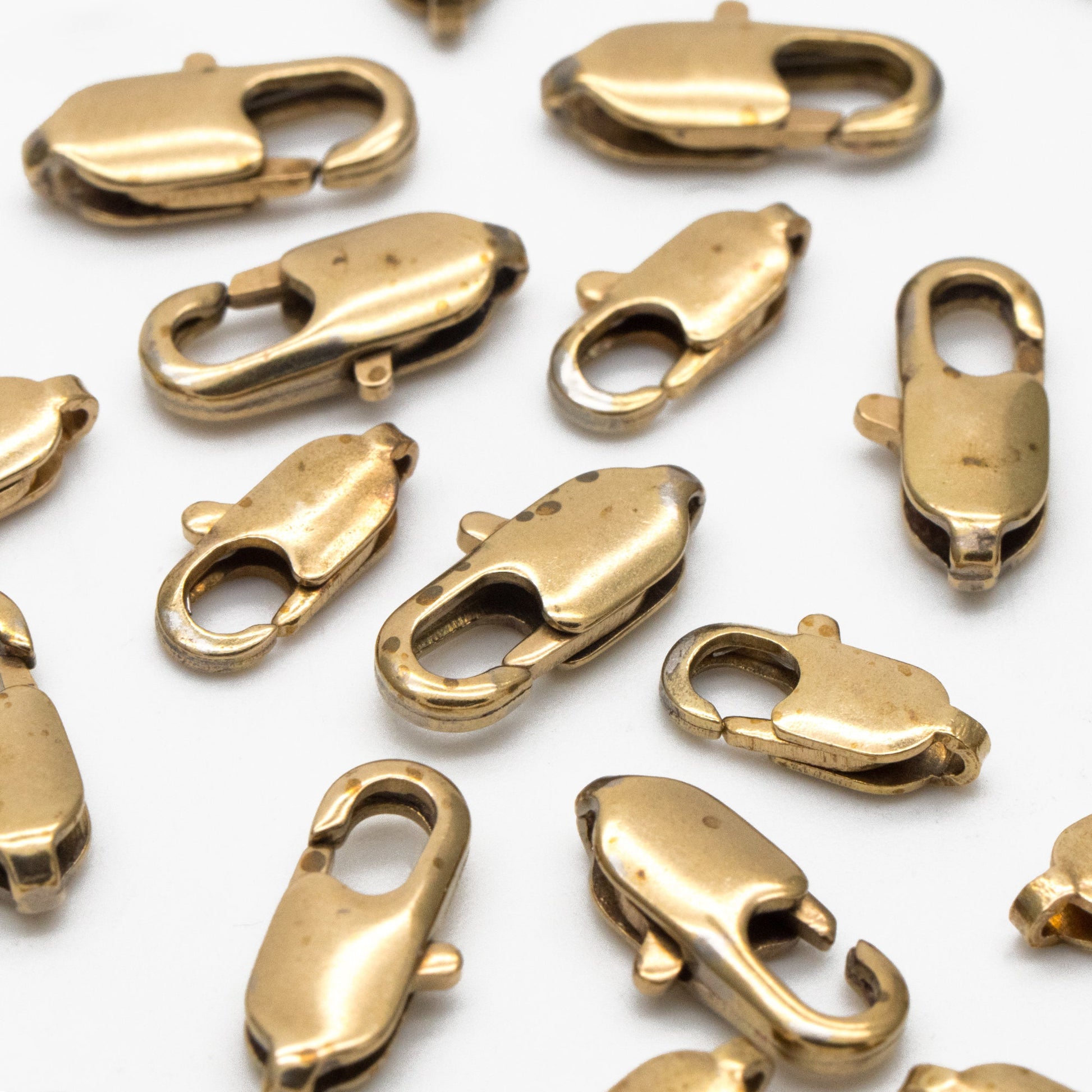 20pcs Raw Brass Lobster Clasps 10mm/ 12mm, DIY Jewelry Making Supplies, Long Clasps Wholesale (RB-314)