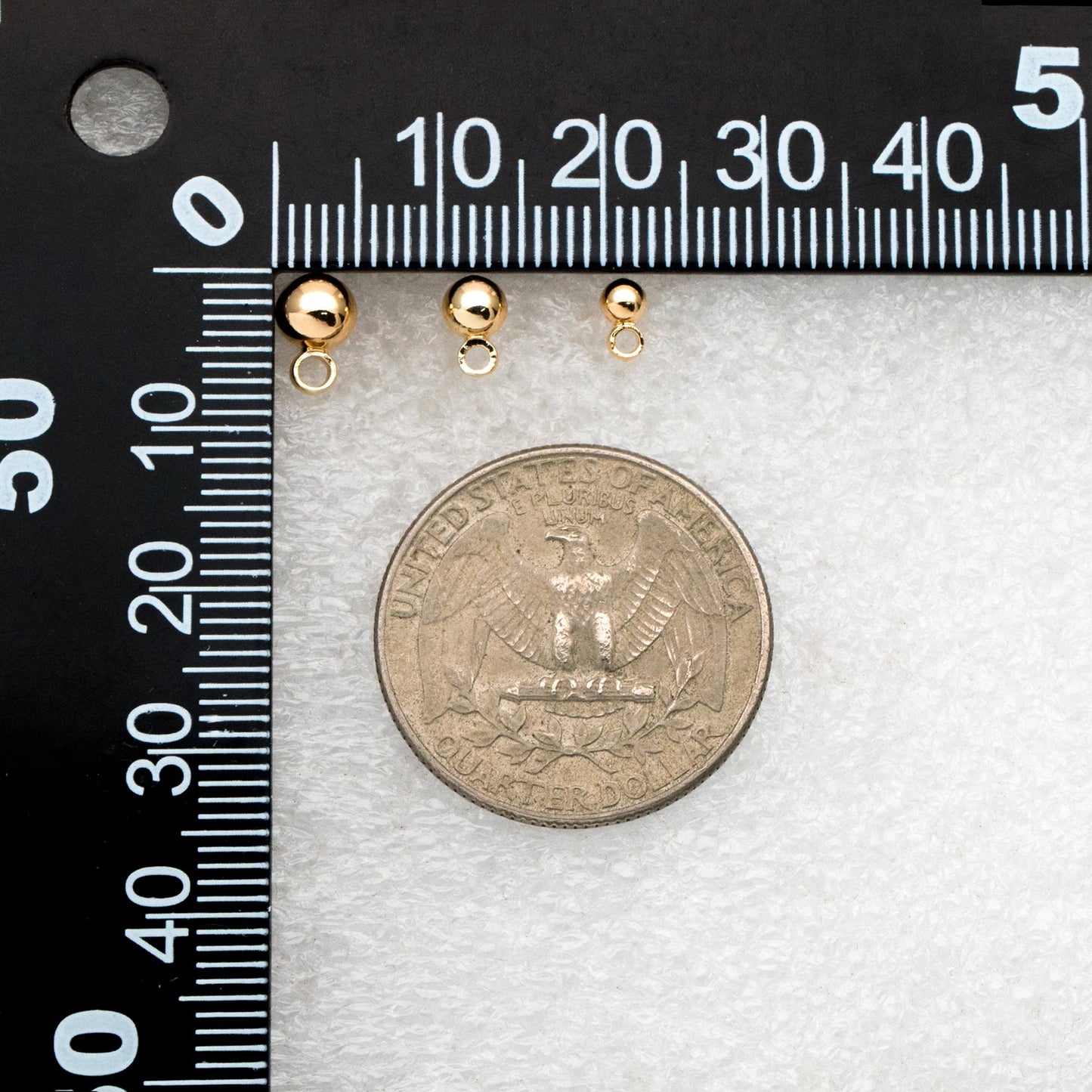 20pcs Gold/ Rhodium plated Brass Stud Earring, Ball Ear Posts with Ring/ Loop, 3/ 4/ 5/ 8mm Ball Size (GB-136)