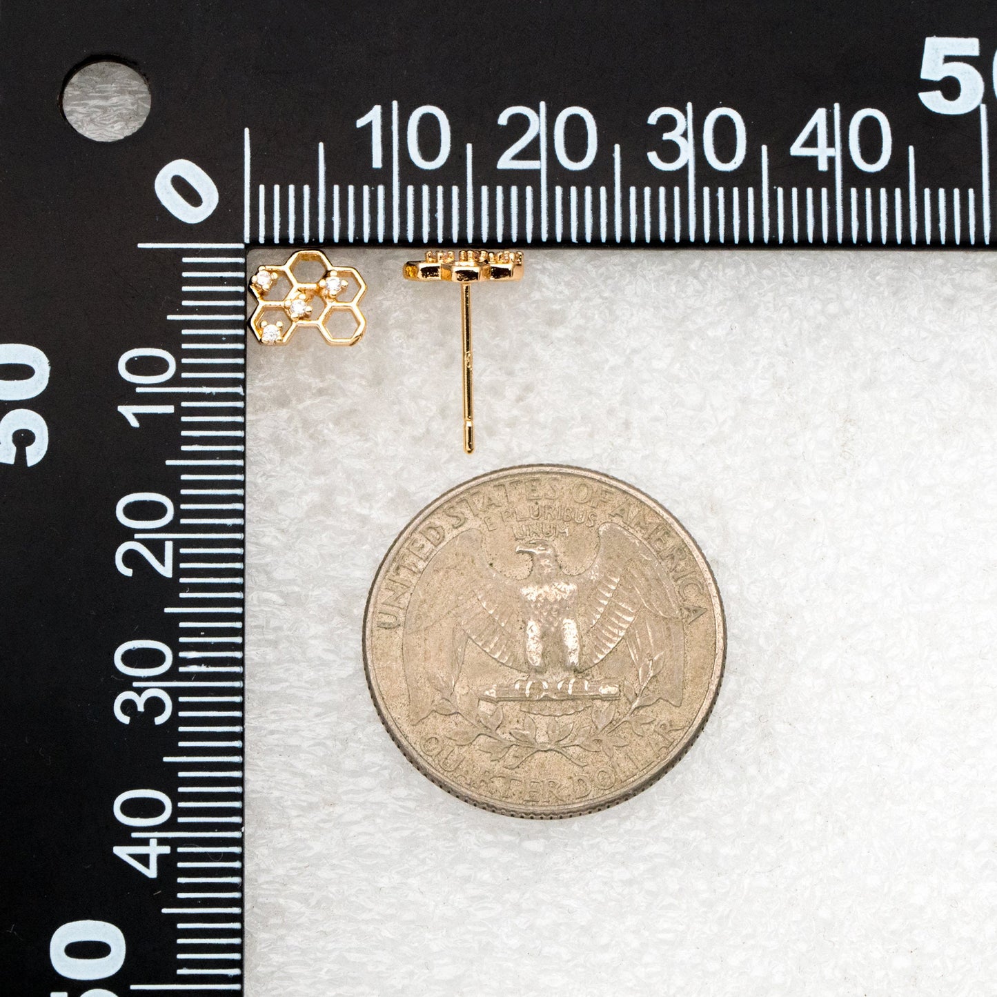 10pcs CZ Pave Gold Honeycomb Earring,Honey Comb Minimalist Earrings. Dainty Geometric earrings (GB-3896)