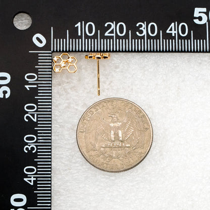 10pcs CZ Pave Gold Honeycomb Earring,Honey Comb Minimalist Earrings. Dainty Geometric earrings (GB-3896)