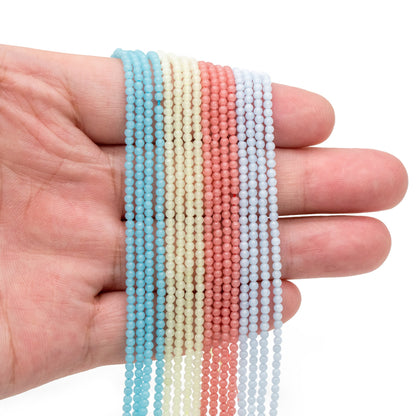 Luminous Stone Beads, Glow in the Dark, Aqua Blue/ Light Green/ Peach/ Blue Fluorescent Sphere Ball Beads, 14" Strand (GM-048)