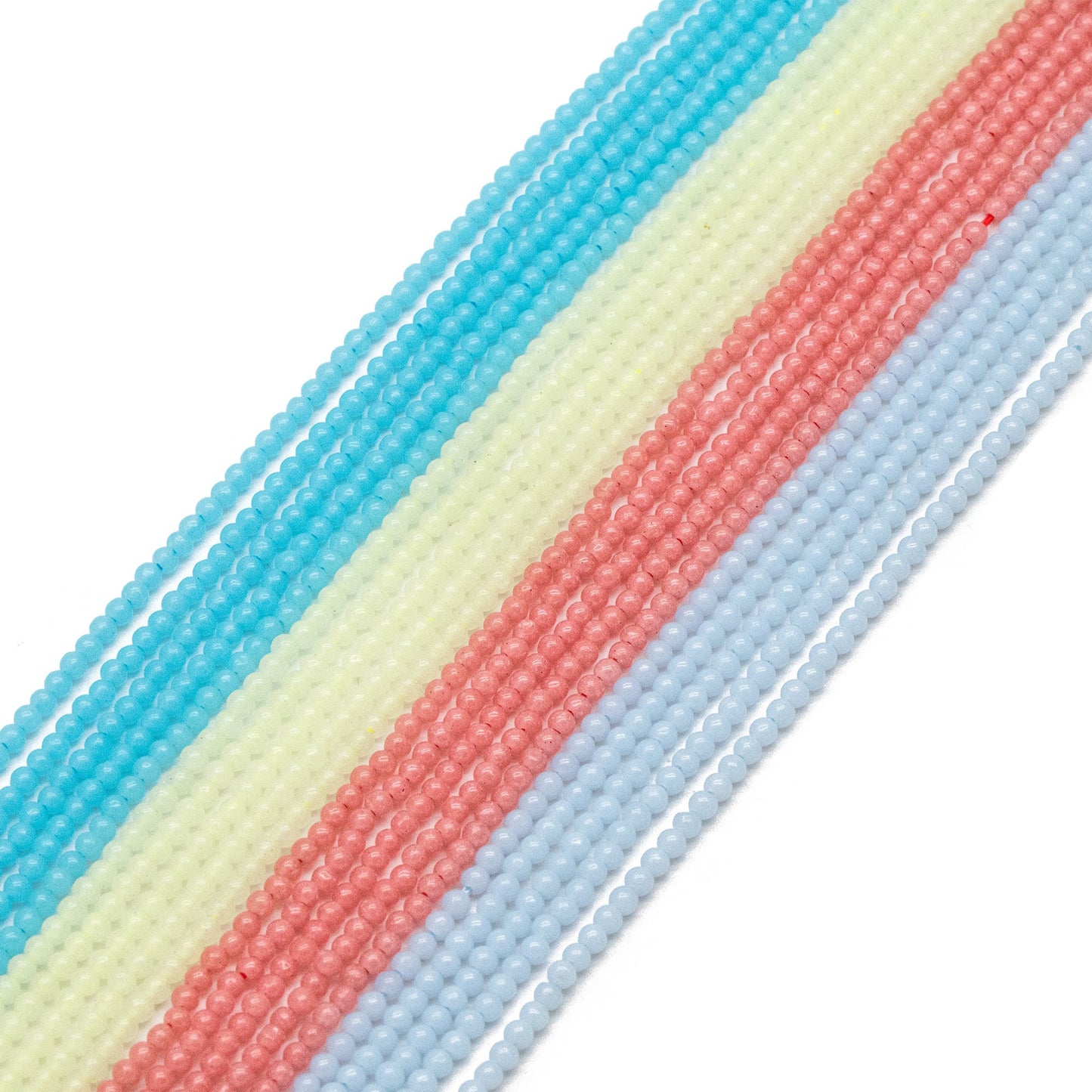 Luminous Stone Beads, Glow in the Dark, Aqua Blue/ Light Green/ Peach/ Blue Fluorescent Sphere Ball Beads, 14" Strand (GM-048)