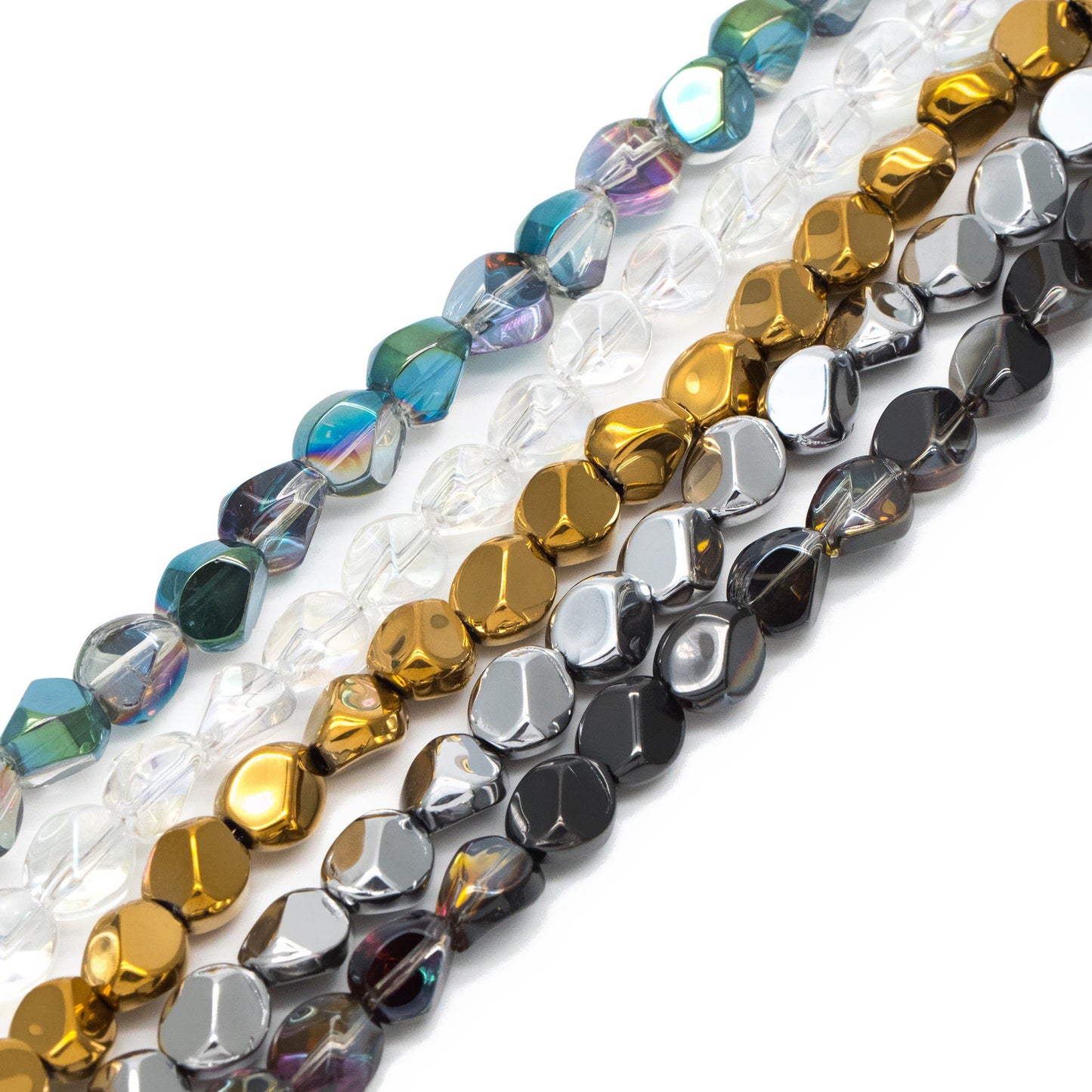 85pcs Faceted Glass Unique Beads, Stone Shaped Crystal beads 7mm, Multi Color (TS-129)