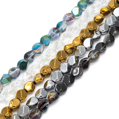 85pcs Faceted Glass Unique Beads, Stone Shaped Crystal beads 7mm, Multi Color (TS-129)