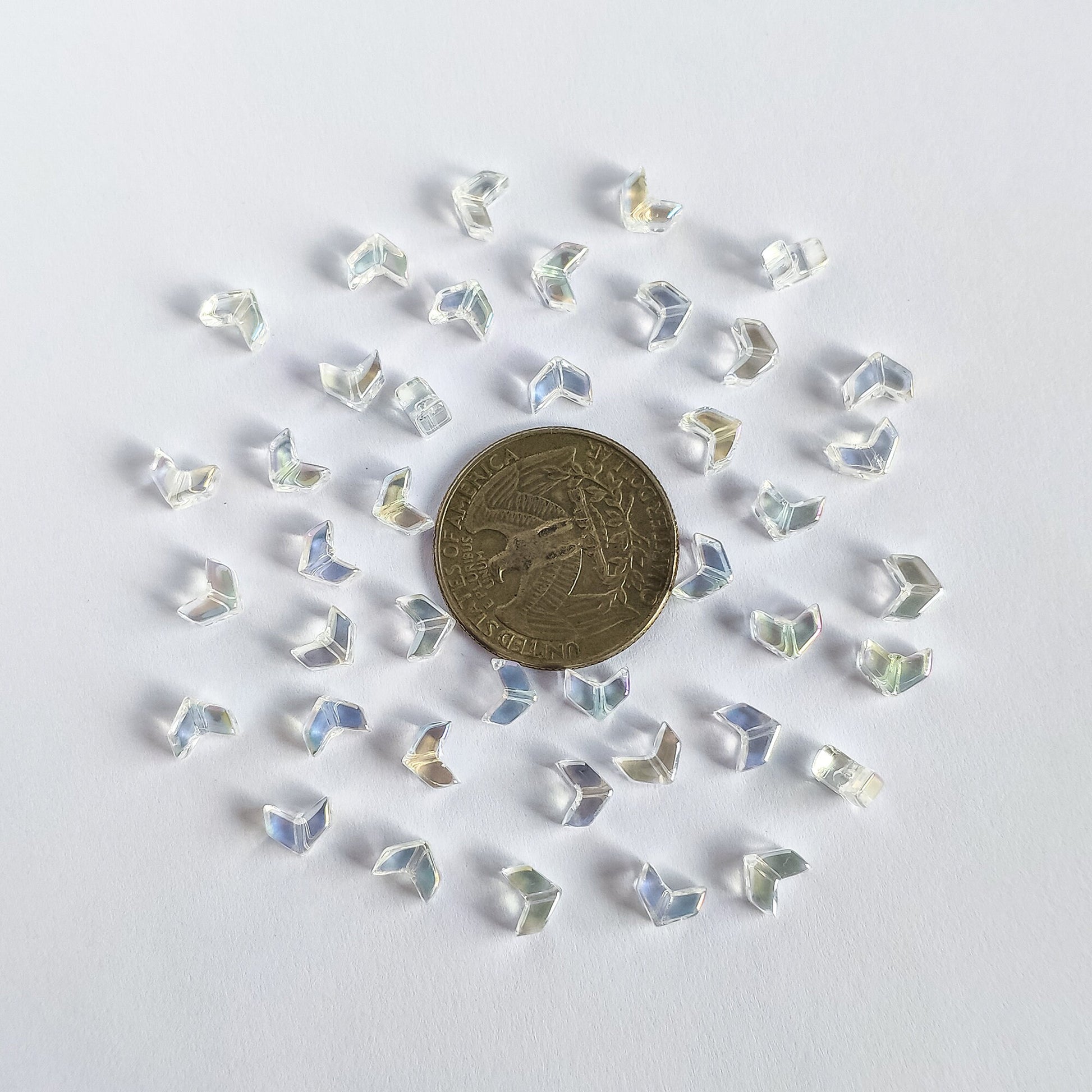 20pcs Crystal Arrows Beads 8mm, Glass Arrows Charm Pendants, Sparkly Transparent Clear AB (TS-132)