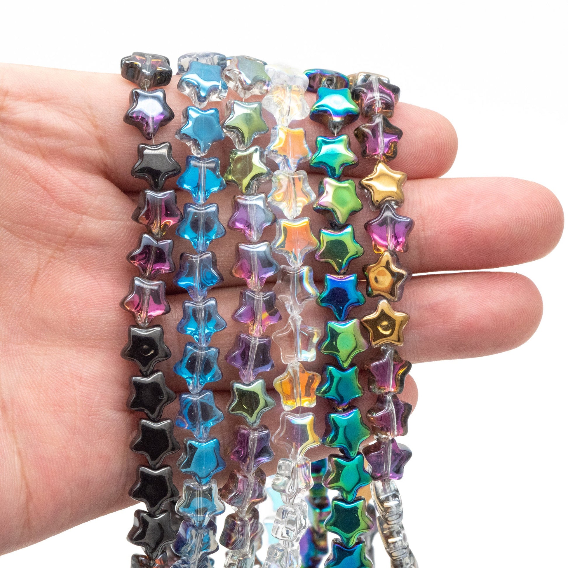 20pcs Sparkly Crystal Star Beads 8mm, Smooth Glass Star Beads (TS-133)