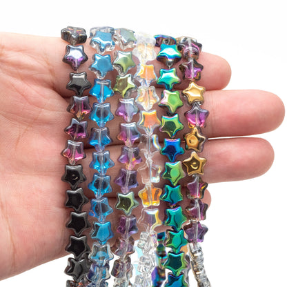 20pcs Sparkly Crystal Star Beads 8mm, Smooth Glass Star Beads (TS-133)