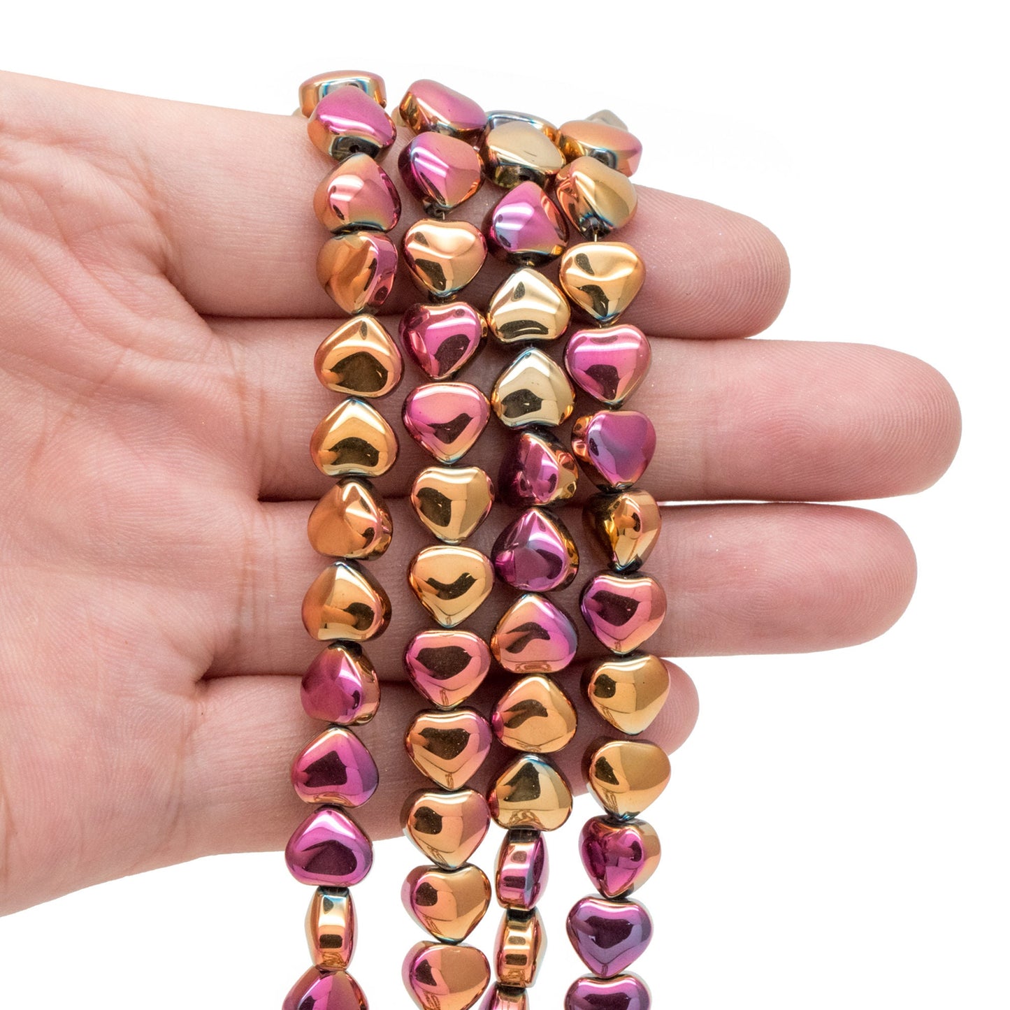 20pcs Sparkly Crystal Heart Beads 8mm, Smooth Glass Heart Beads (TS-134)