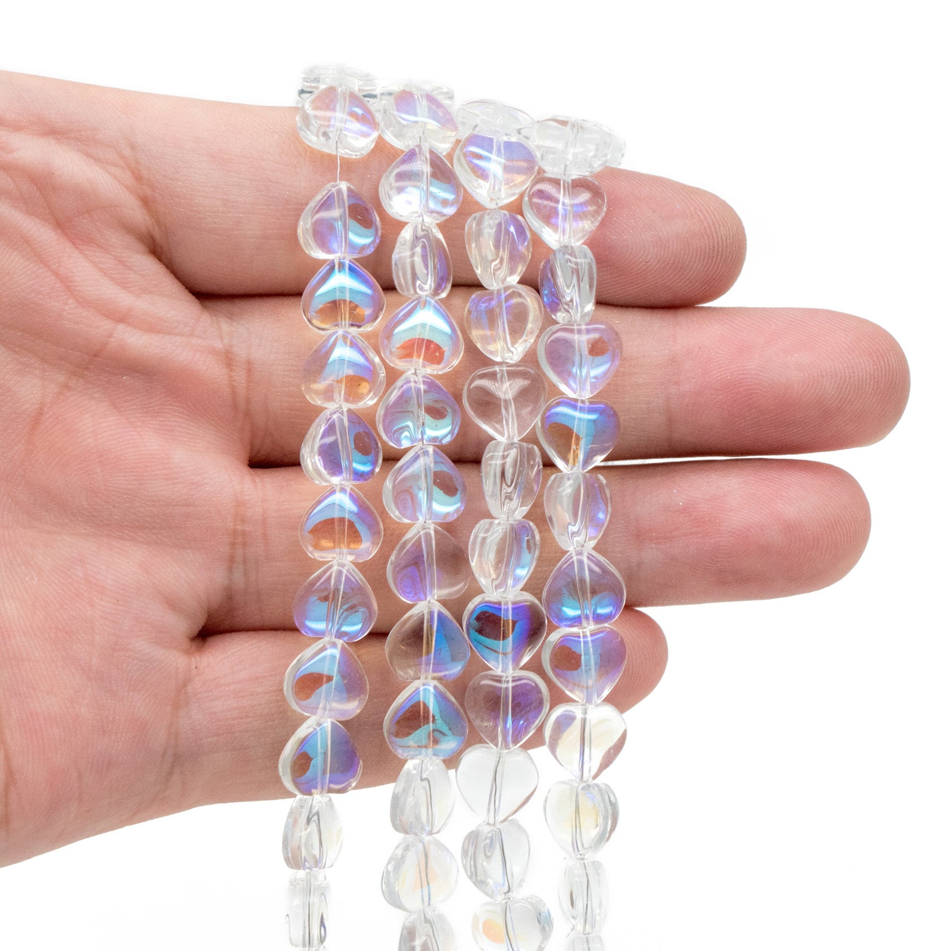 20pcs Sparkly Crystal Heart Beads 8mm, Smooth Glass Heart Beads (TS-134)