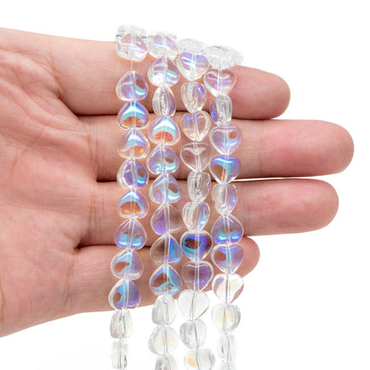 20pcs Sparkly Crystal Heart Beads 8mm, Smooth Glass Heart Beads (TS-134)