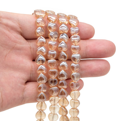20pcs Sparkly Crystal Heart Beads 8mm, Smooth Glass Heart Beads (TS-134)