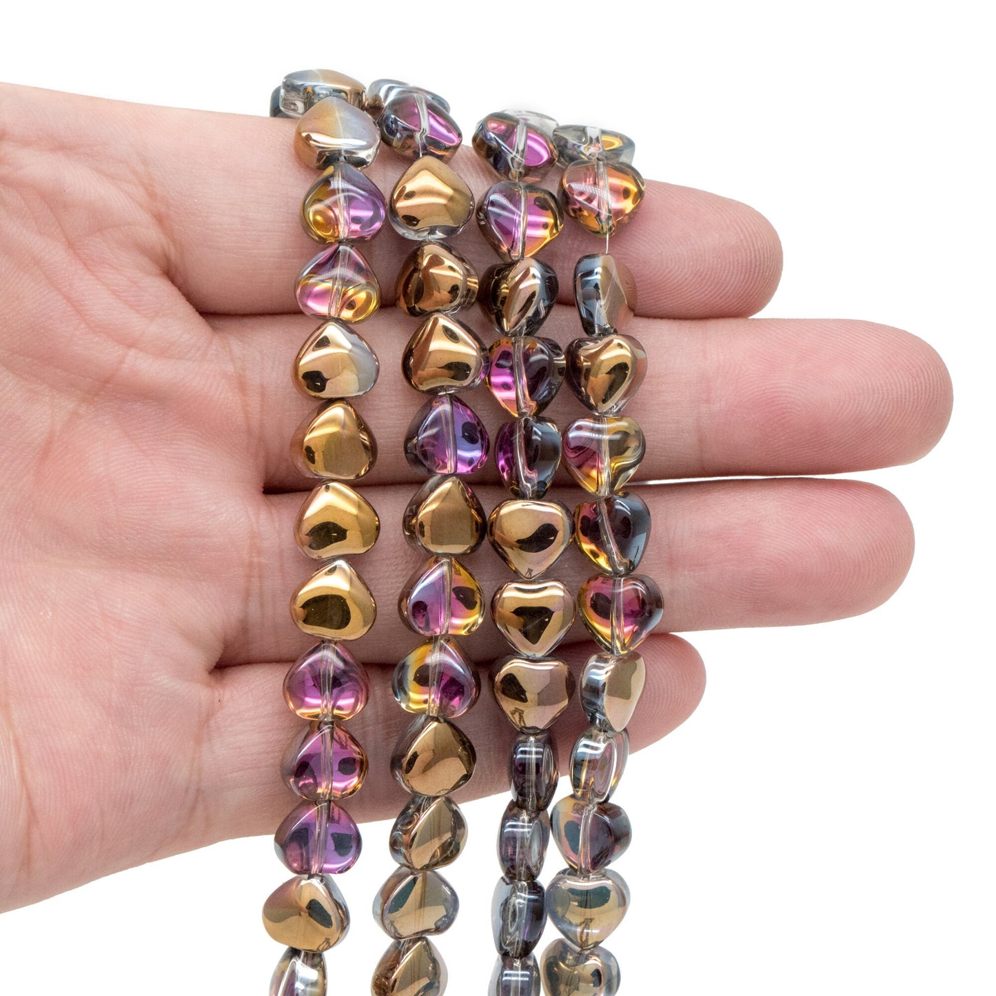 20pcs Sparkly Crystal Heart Beads 8mm, Smooth Glass Heart Beads (TS-134)