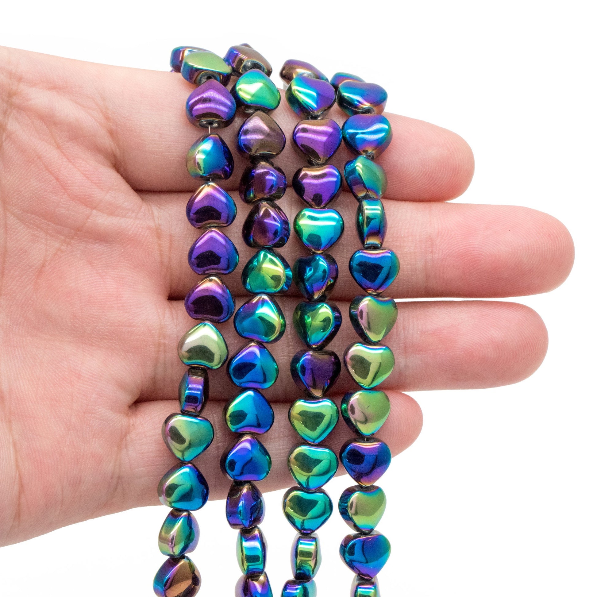 20pcs Sparkly Crystal Heart Beads 8mm, Smooth Glass Heart Beads (TS-134)