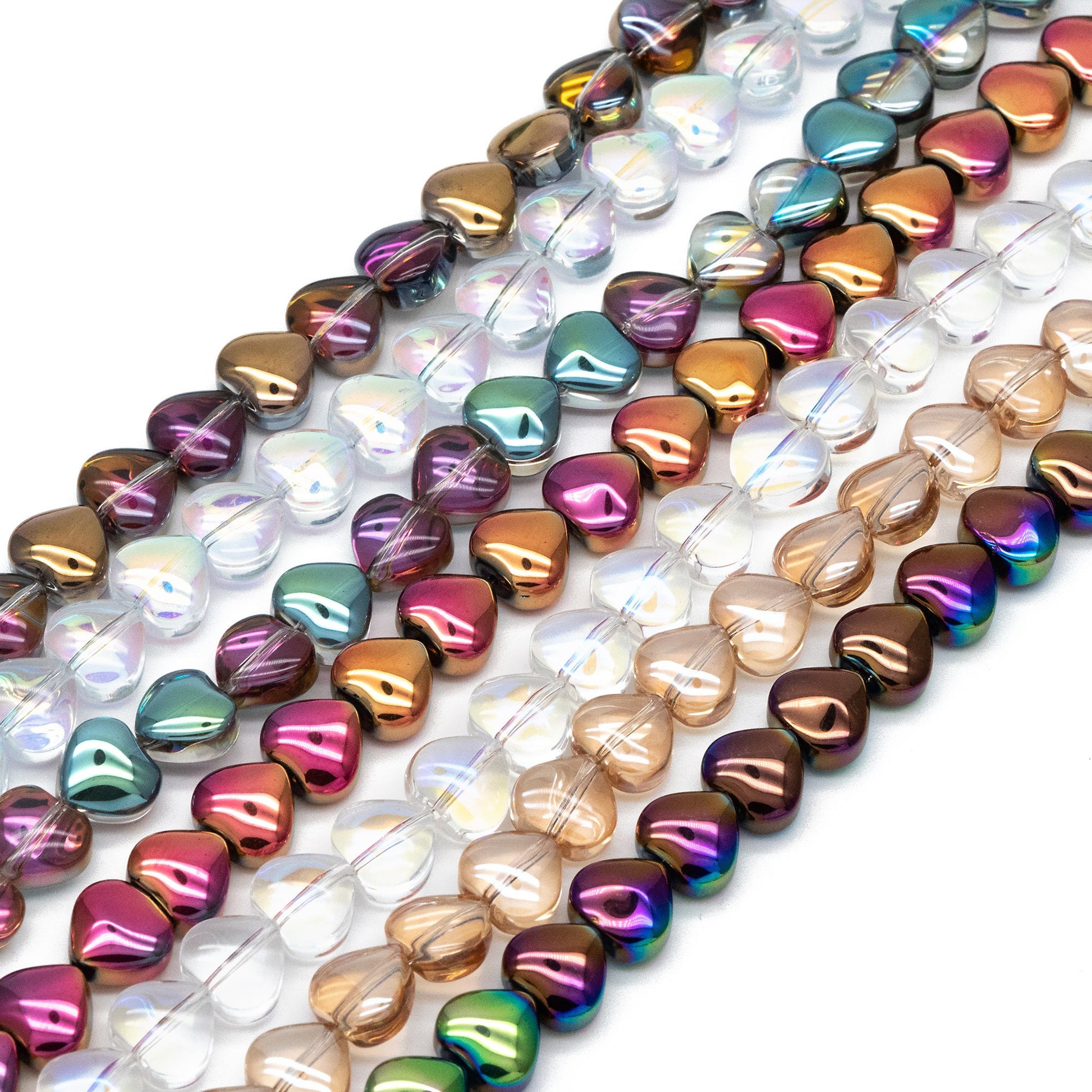 20pcs Sparkly Crystal Heart Beads 8mm, Smooth Glass Heart Beads (TS-134)
