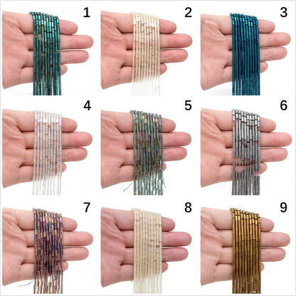 70pcs Sparkly Tube Glass beads 5x3mm, Crystal Stick beads, Multi Smooth Colors to Choose (TS-135)