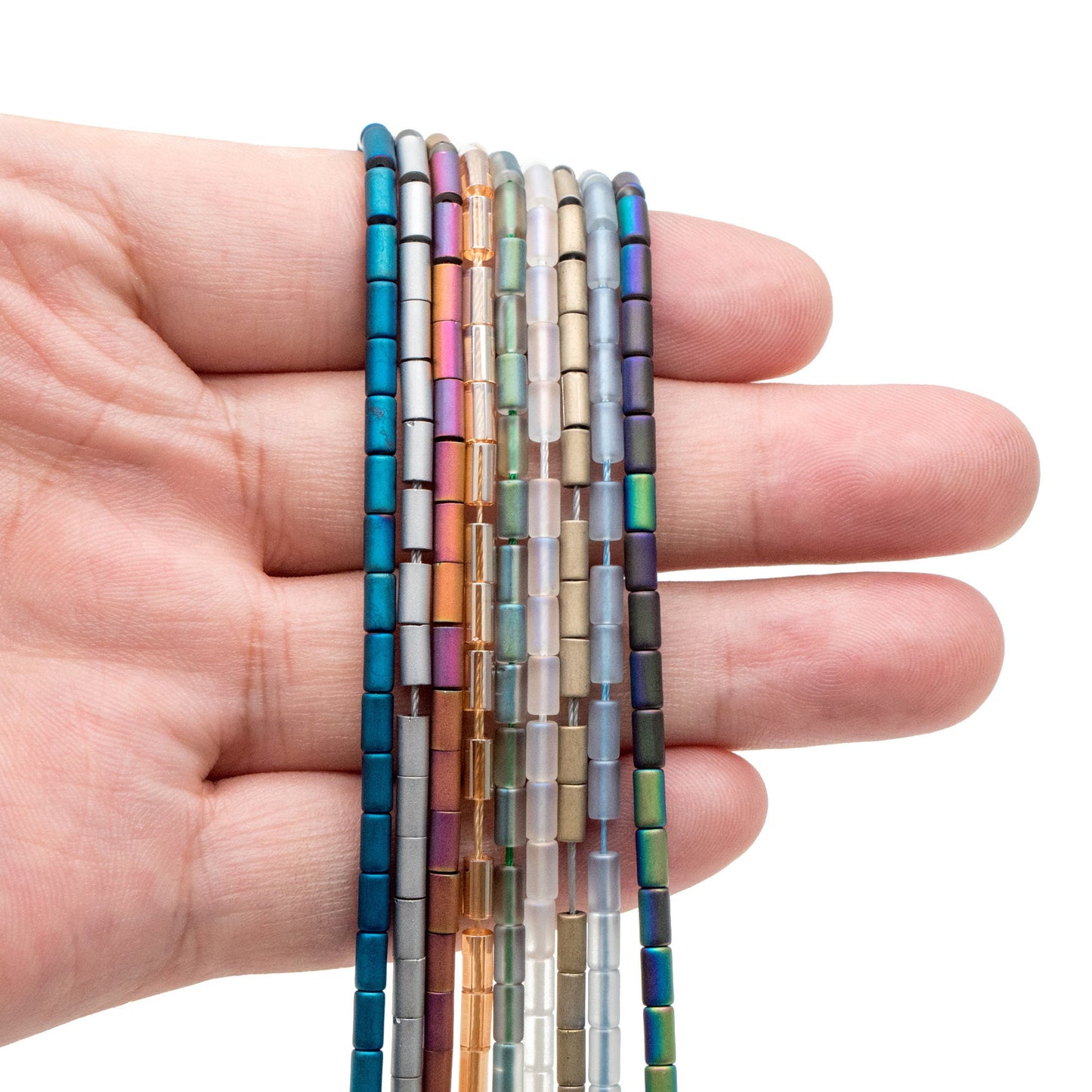 70pcs Frosted Tube Glass beads 5x3mm, Stick Crystal Beads, Multi Colors to Choose (TS-136)