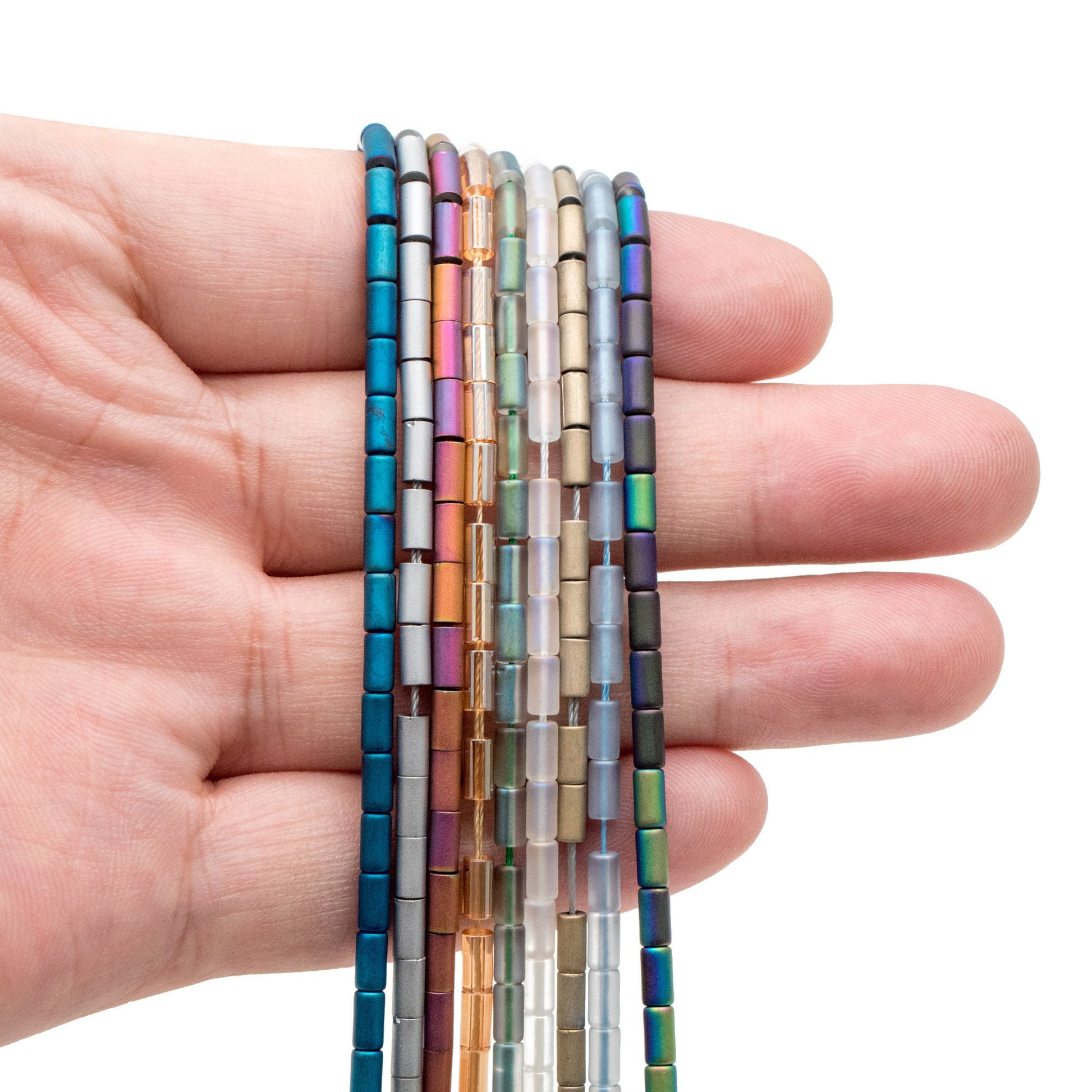 70pcs Frosted Tube Glass beads 5x3mm, Stick Crystal Beads, Multi Colors to Choose (TS-136)