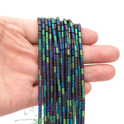 70pcs Frosted Tube Glass beads 5x3mm, Stick Crystal Beads, Multi Colors to Choose (TS-136)