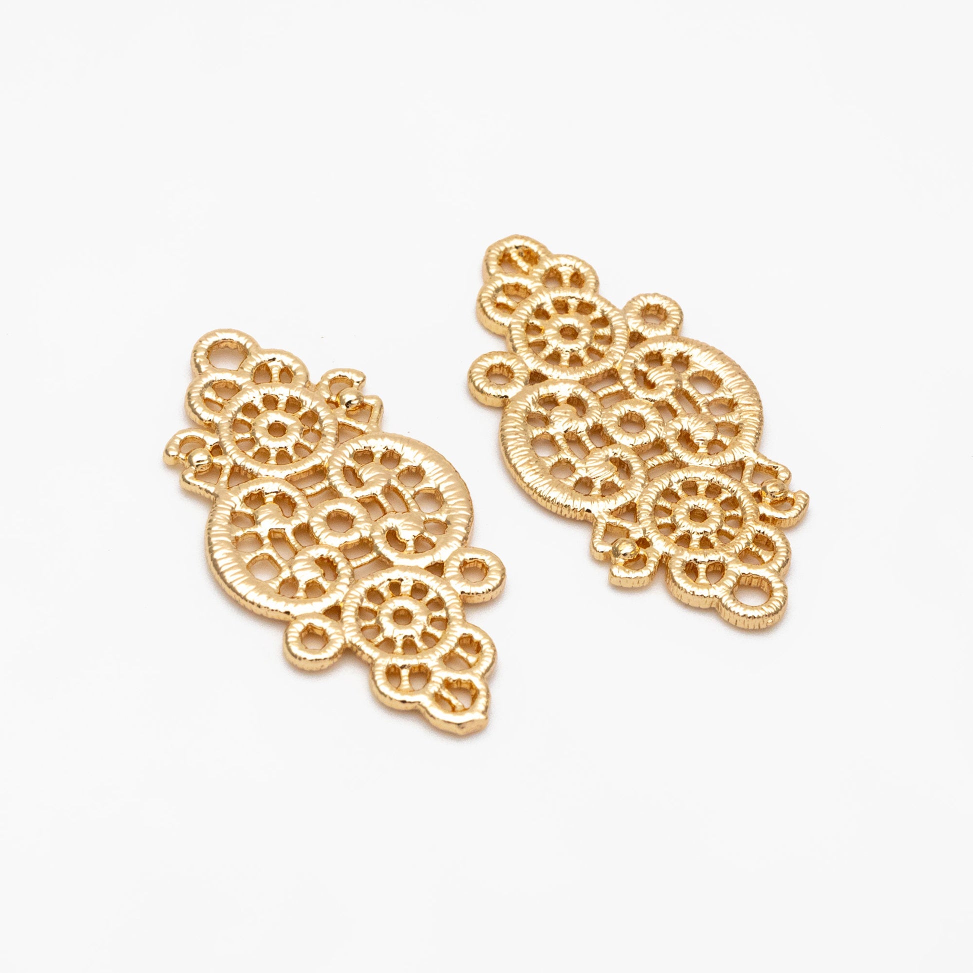 10pcs Gold Filigree Charm, Hollow Lace Pendants, Earring Findings, Jewelry Making, Diy Material, Jewelry Supplies (GB-890-J)