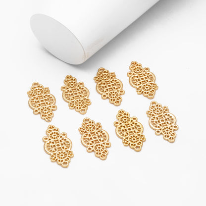 10pcs Gold Filigree Charm, Hollow Lace Pendants, Earring Findings, Jewelry Making, Diy Material, Jewelry Supplies (GB-3955)