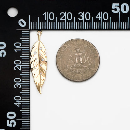 4pcs Gold CZ pave Dainty Leaf Charms, Leaf Pendants, Earring Charm, Necklace Pendant (GB-978-E)