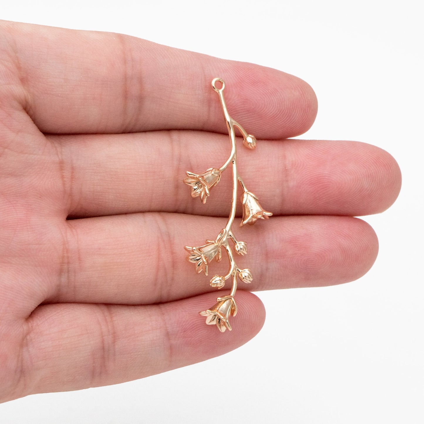 4pcs Gold Flower Charms, 18K Gold plated Brass, Floral Earring Pendants (GB-954-E)