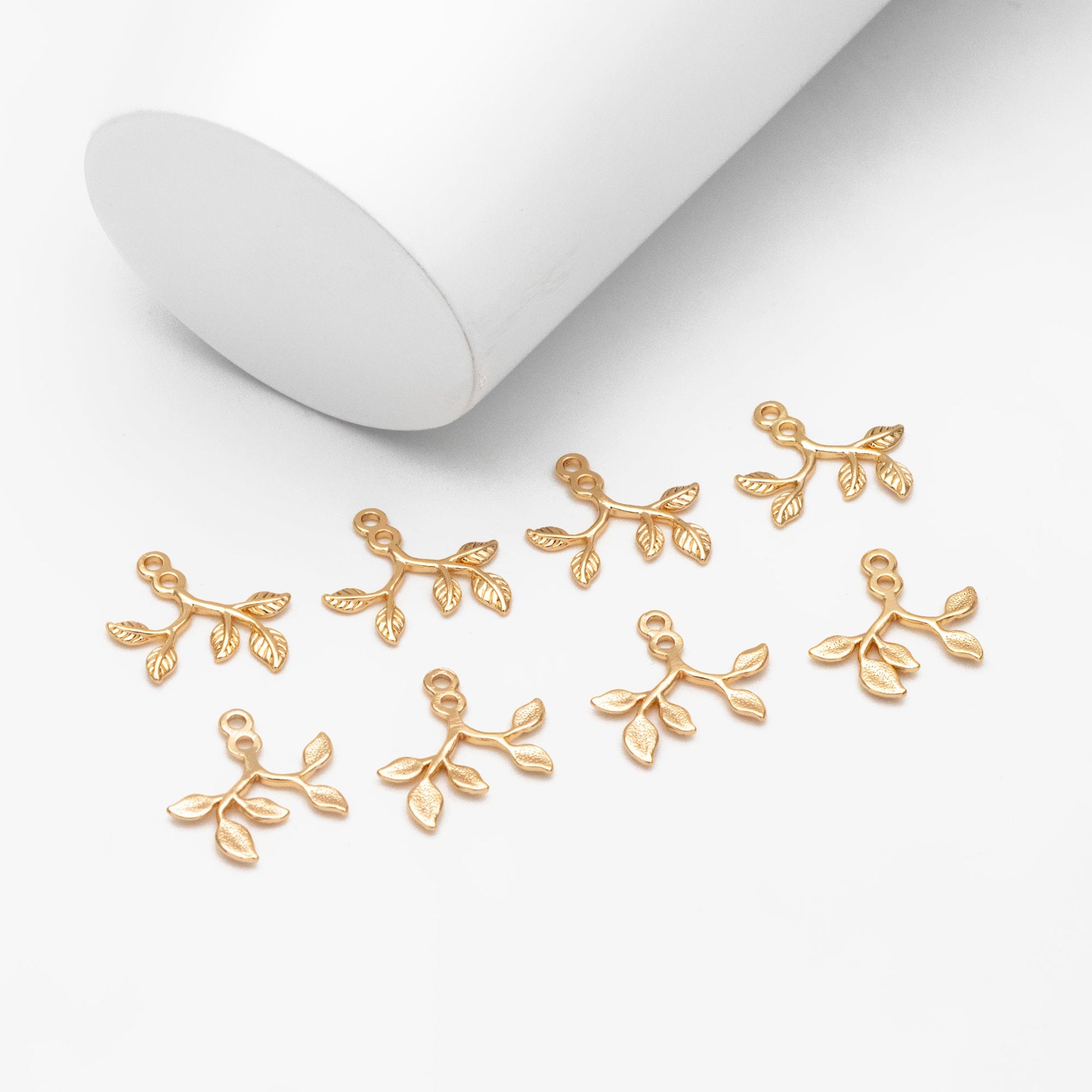 10pcs Gold Tiny Leaf Charm, Earring Findings, Jewelry Making, Diy Material, Jewelry Supplies (GB-3980)