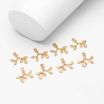10pcs Gold Tiny Leaf Charm, Earring Findings, Jewelry Making, Diy Material, Jewelry Supplies (GB-3980)