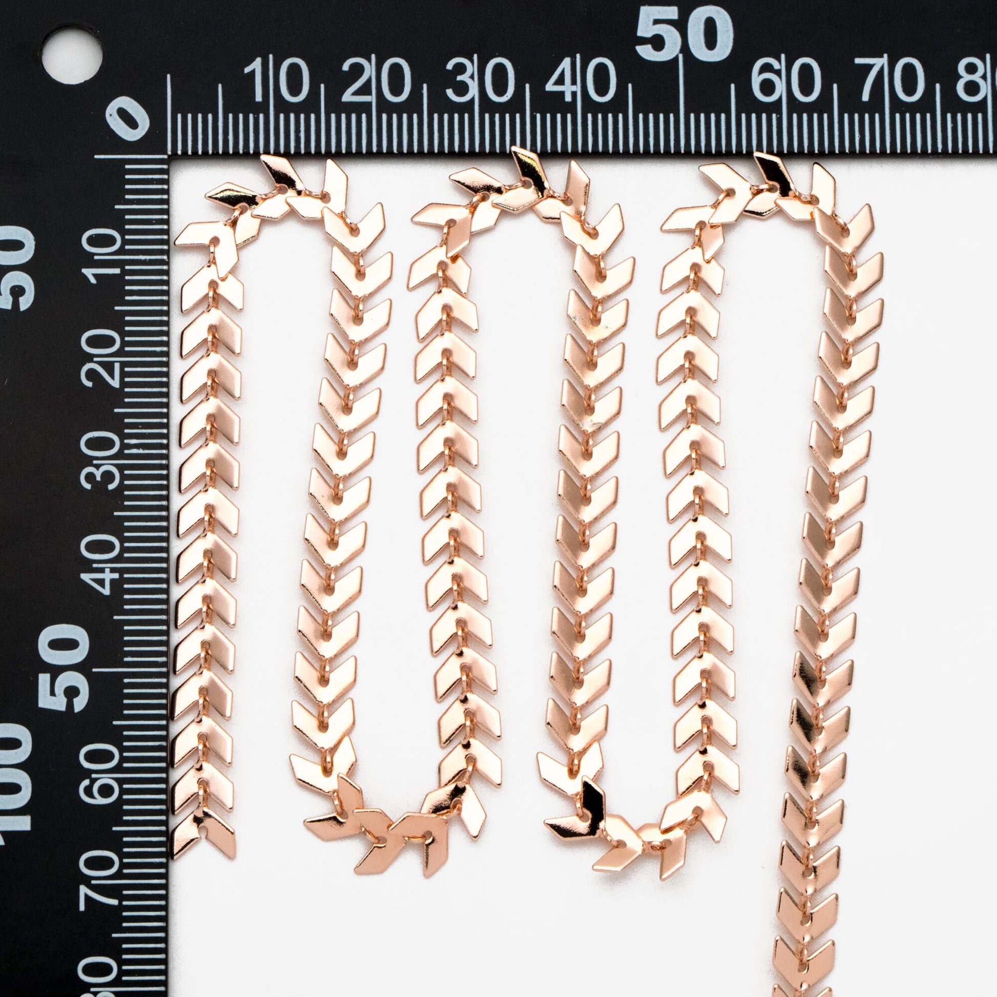 Gold/ Silver/ Rose Gold Flat Chevron Chain 6.3mm, Real Gold/ Rhodium plated Brass, Decorative Herringbone Arrow Chain (#LK-156)/ 1 Meter