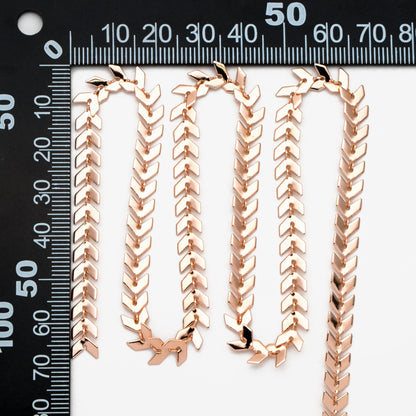 Gold/ Silver/ Rose Gold Flat Chevron Chain 6.3mm, Real Gold/ Rhodium plated Brass, Decorative Herringbone Arrow Chain (#LK-156)/ 1 Meter