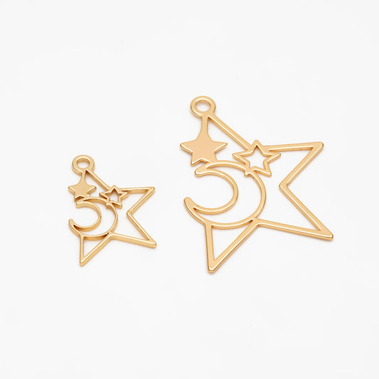 10pcs Gold/ Silver Star Charm, Earring Findings, Jewelry Making, Diy Material, Jewelry Supplies (GB-2291)