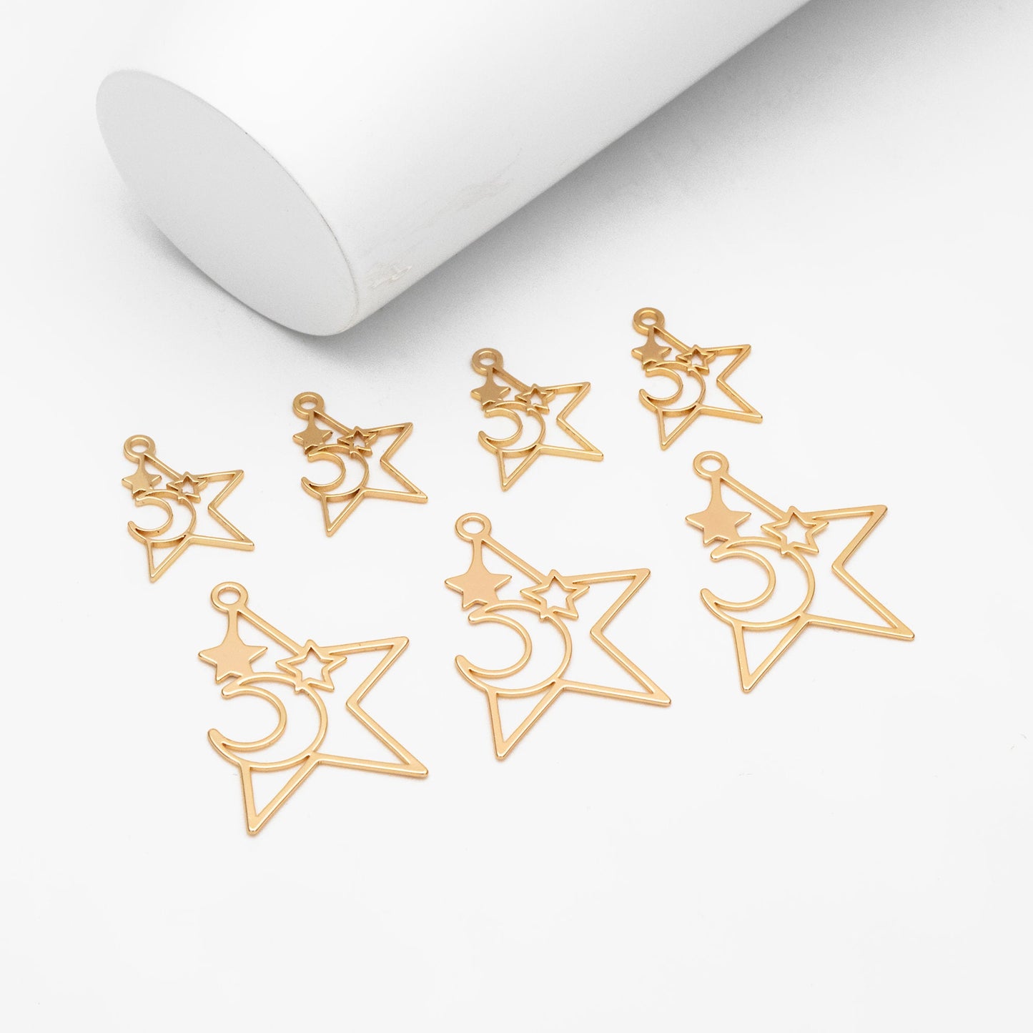 10pcs Gold Star Charm, Earring Findings, Jewelry Making, Diy Material, Jewelry Supplies (GB-2291)