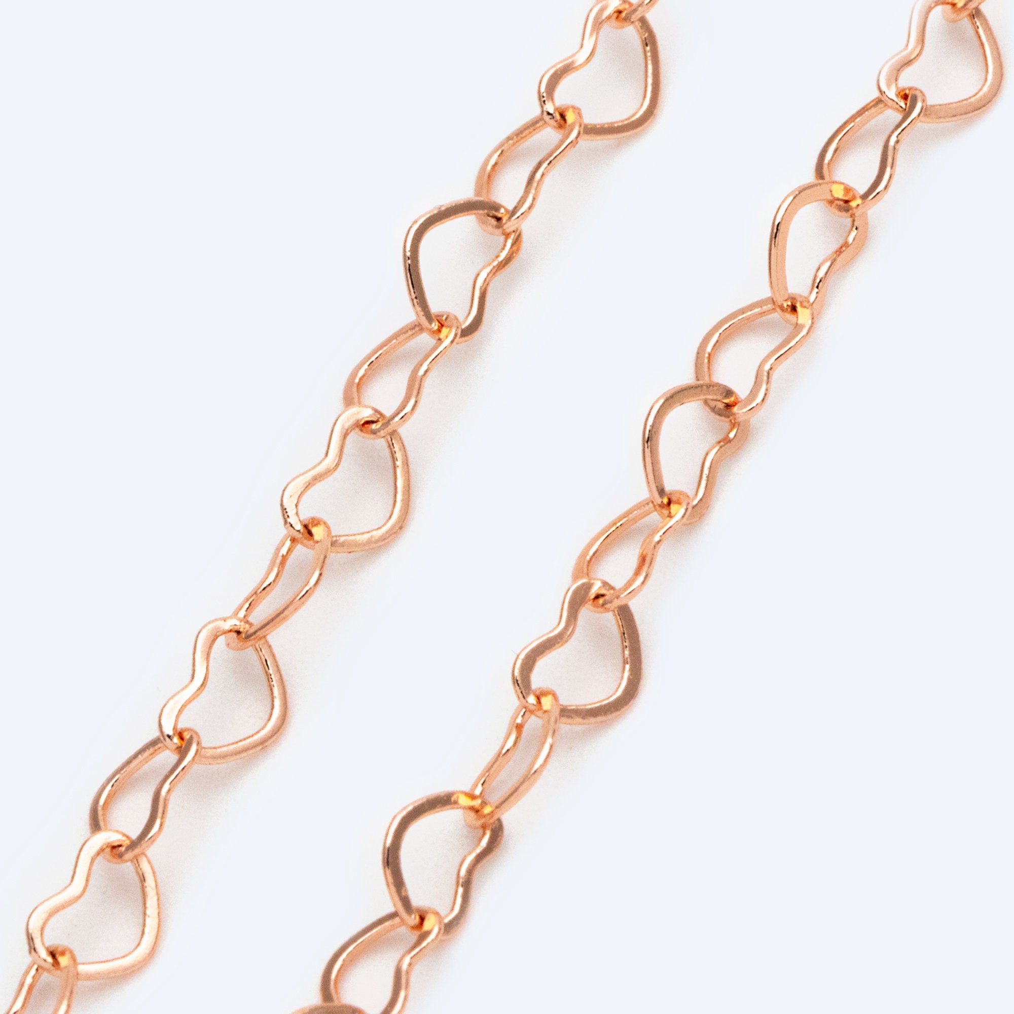 Gold/ Silver tone Heart Chains, Gold/ Rhodium/ Rose Gold plated Brass Designer Chain, 3.5mm Thin Decorative Chains (#LK-105)/ 1 Meter=3.3 ft