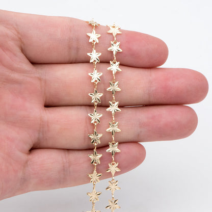 Gold Star Chain, 18K Real Gold plated Brass Chain, Quality Chain for Necklace Wholesale (#LK-570)/ 1 Meter=3.3ft