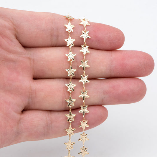 Gold Star Chain, 18K Real Gold plated Brass Chain, Quality Chain for Necklace Wholesale (#LK-570)/ 1 Meter=3.3ft