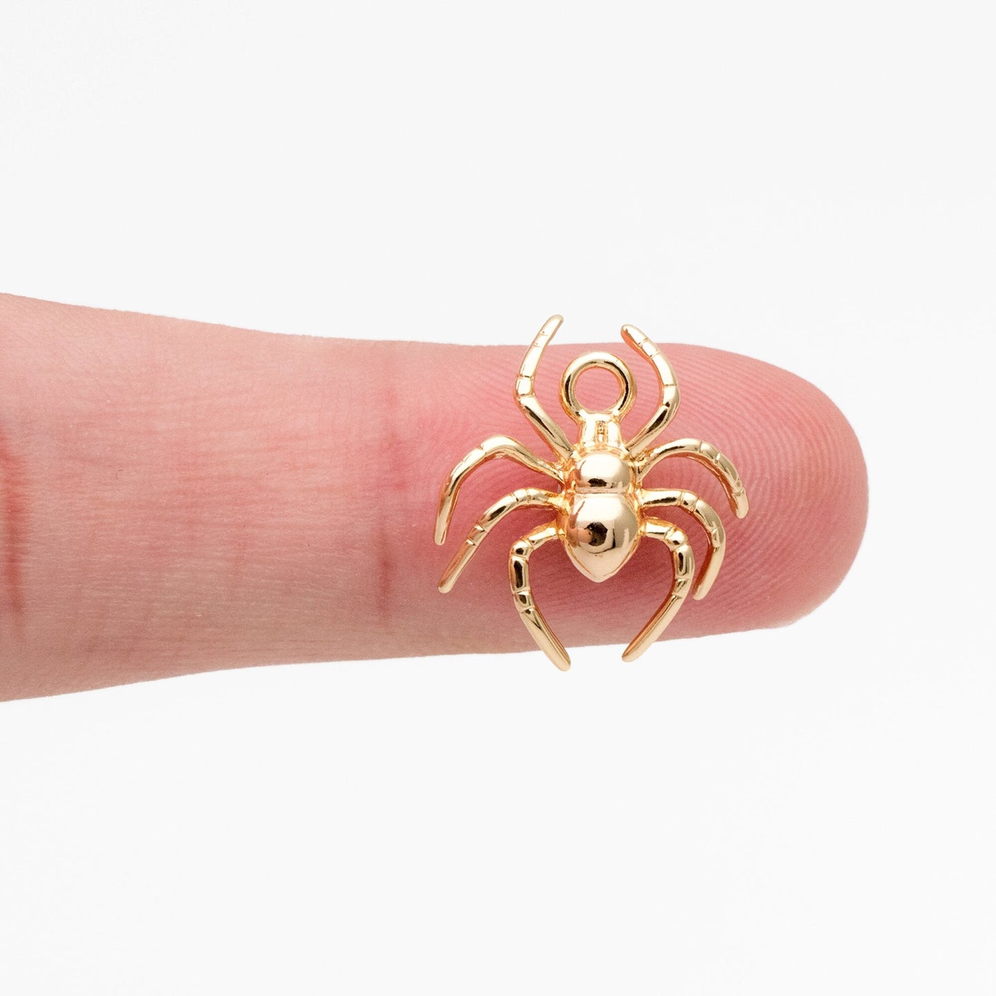 4pcs Gold Spider Charms, Real Gold plated Brass, Araneid Pendants (GB-672-B)