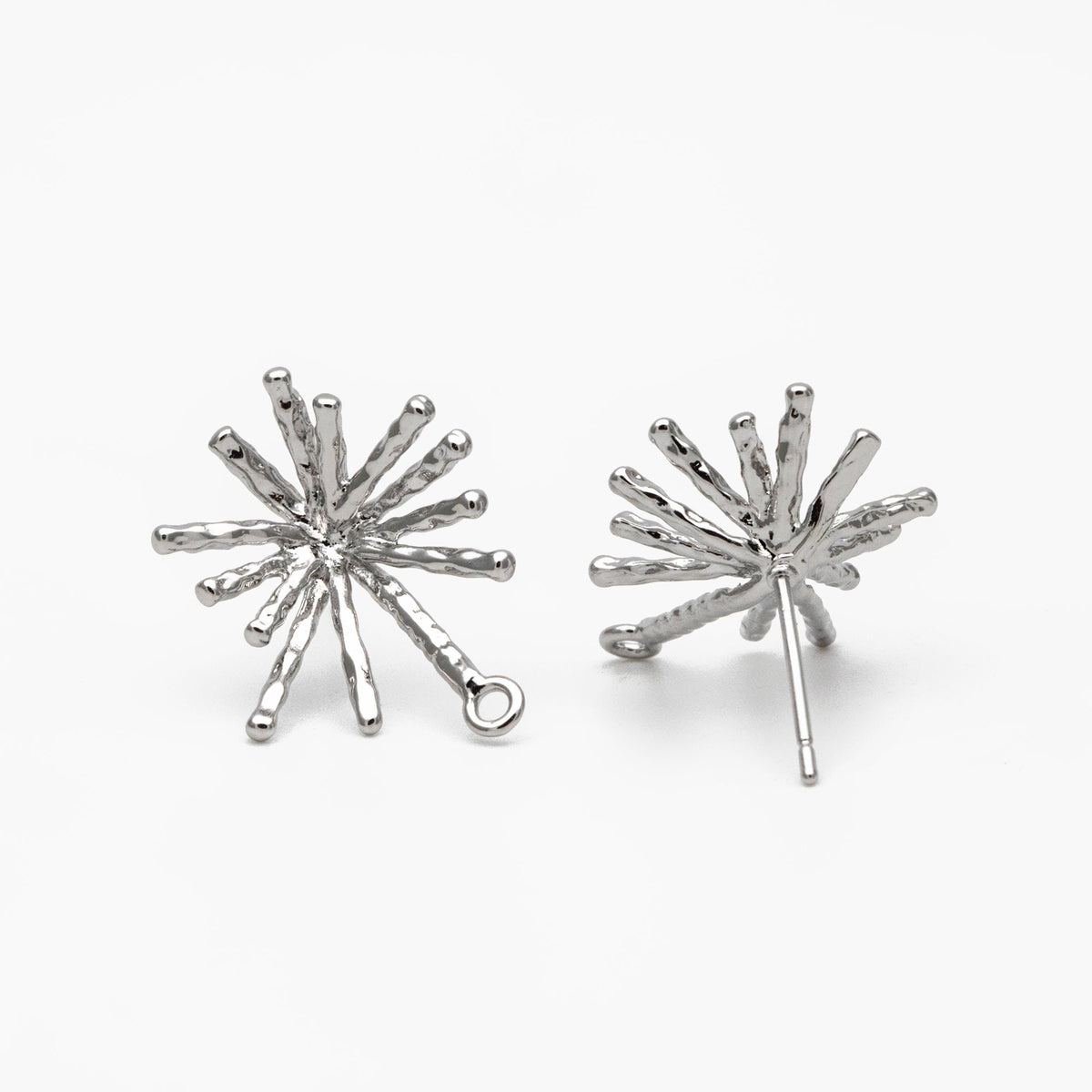 4pcs Gold/ Silver Fireworks Ear Posts with Loop, Gold/ Rhodium Plated Brass Stud Earrings, DIY Earring Findings (GB-3691)