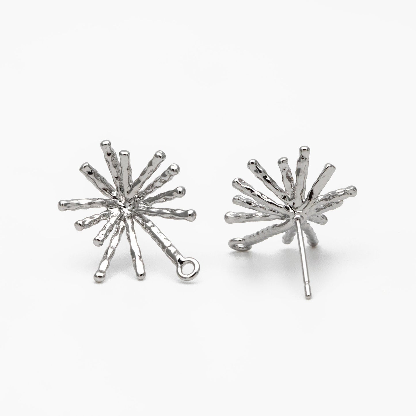 4pcs Gold/ Silver Fireworks Ear Posts with Loop, Gold/ Rhodium Plated Brass Stud Earrings, DIY Earring Findings (GB-3691)