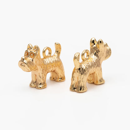 10pcs Gold 3D Dog Charm, Jewelry Making, Diy Material, Jewelry Supplies (GB-3940)
