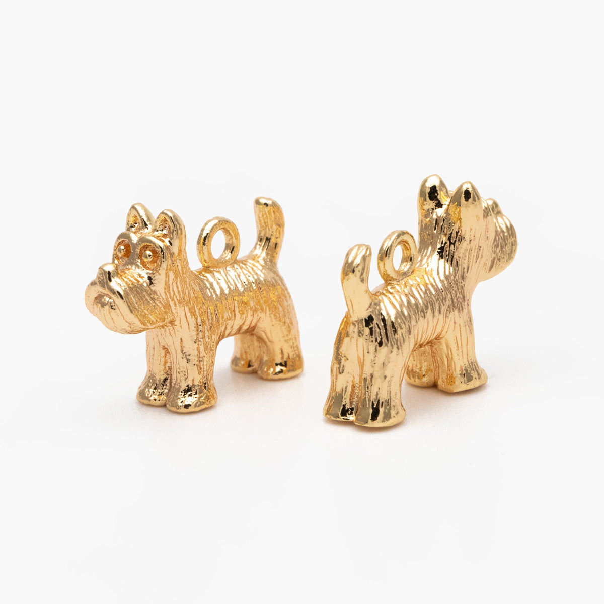 10pcs Gold 3D Dog Charm, Jewelry Making, Diy Material, Jewelry Supplies (GB-2668-G)