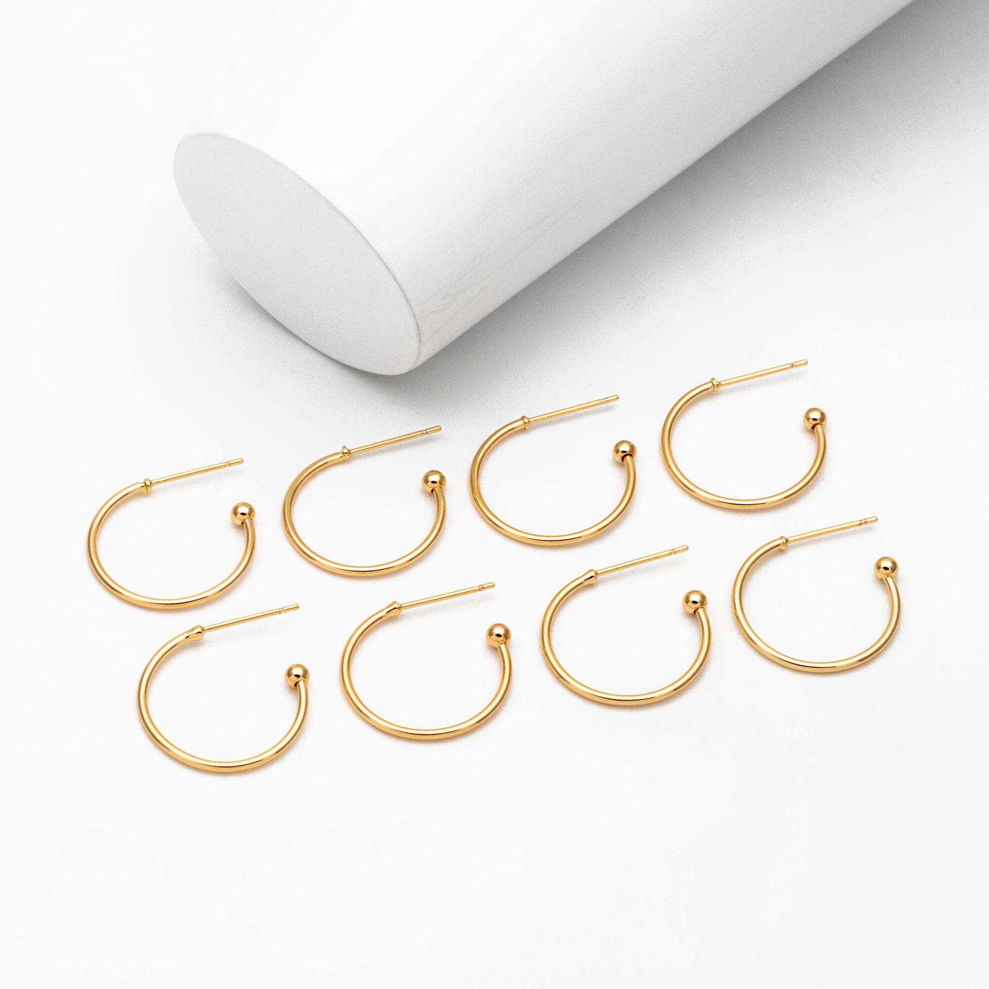 10pcs Gold Round Circle Ear Posts 20mm, Gold plated Brass, Minimalist Geometric Hoop Stud Earrings (GB-3949)