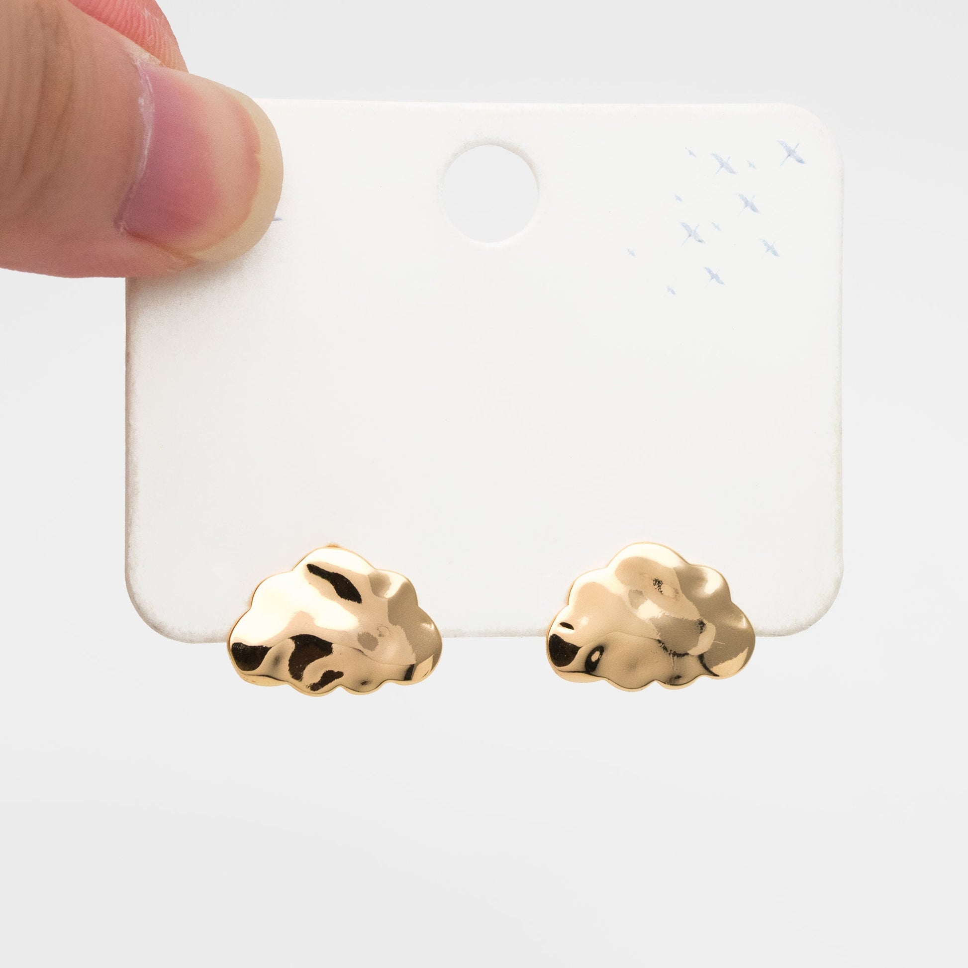 10pcs Gold Cloud Earrings, Stud Earring with loops, Gold plated Brass Ear Posts (#GB-3956)