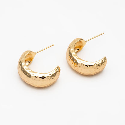 4pcs Gold/ Silver Minimalist C Shape Earring, 18K Gold/ Rhodium plated Brass Ear Posts, Stud Earrings (GB-3958)