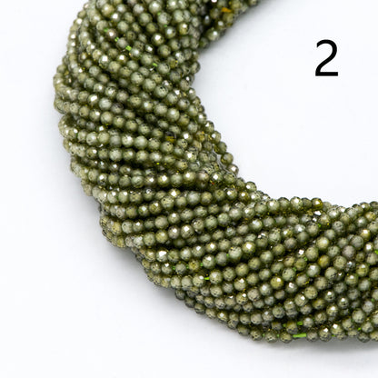 2mm Colorful Zircon Faceted Beads, Tiny Gemstone Beads, Natural Stone Beads for Jewelry Bracelet Making DIY, Full 14.5 Inch Strands (TR-008)