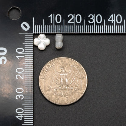 10pcs White Mother of Pearl 3D Shell Flower Beads 8mm (#V1429)