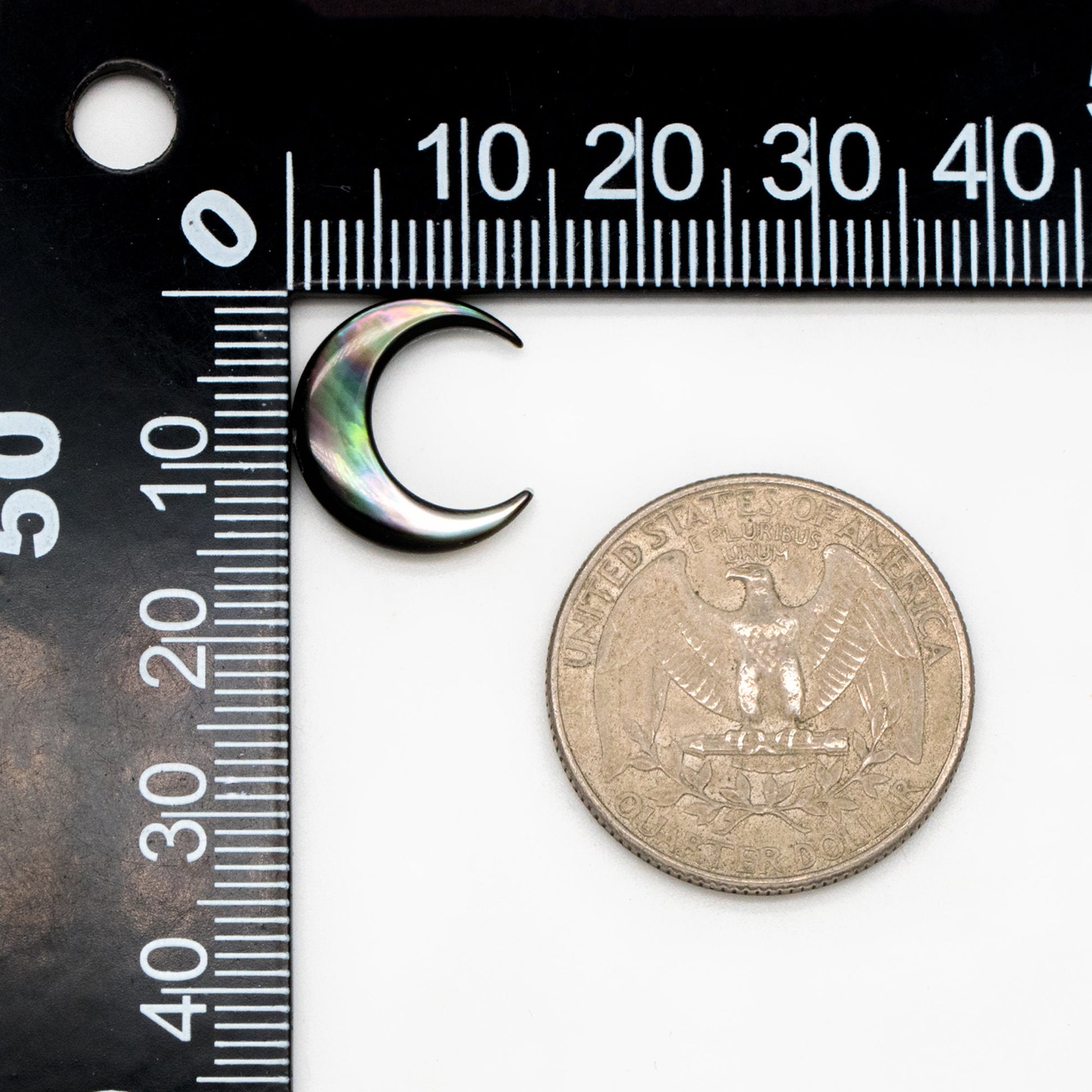 4pcs White/ Black mother of Pearl Crescent Moon Charms, Natural MOP Shell Horn Pendant 15mm (V1433)