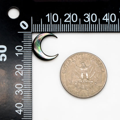 4pcs White/ Black mother of Pearl Crescent Moon Charms, Natural MOP Shell Horn Pendant 15mm (V1433)