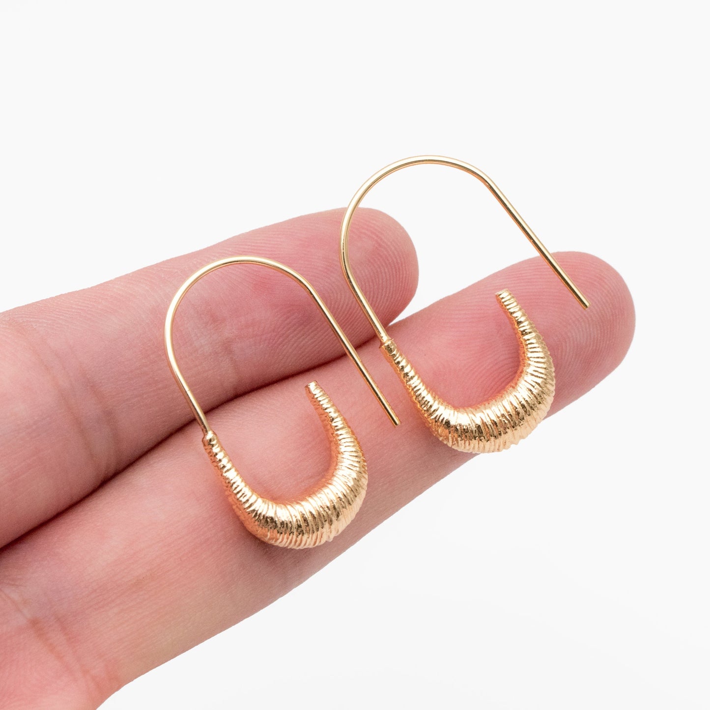 4pcs Gold Brushed Oval Ear Hooks 30x18mm, Gold plated Brass, Simple Earwires Earring Components (GB-3920)