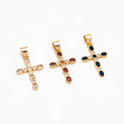 4pcs Cubic Cross Charm, CZ Pendant, Jesus Pendant, Earrings pendant, Earring Charm, Necklace Pendant (GB-3927)